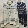 Damen Retro Fair Isle Strickmantel - Herbst/Winter Weicher Jacquardstrick Lockerer Cardigan
