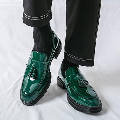 Fashionable Tassel Leather Shoes for Men High-quality Patent Leather Glossy Loafers Korean Version Pointed Business Office Shoes