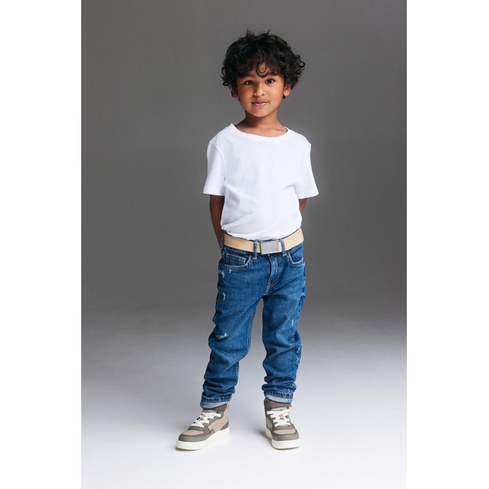 

Джинсы свободного кроя зауженного кроя HM Темно-синий деним