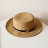 Panama Straw Hat Women's Summer Seaside Sunshade Sun Protection Beach Hat Belt Big Brim Flat Top Straw Top Hat Jazz Hat