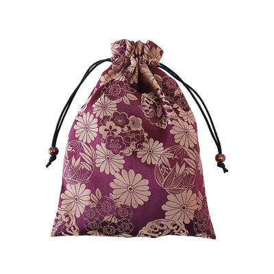 COCOLUCK Japanese Pattern Drawstring Small Item Made In for Goshuin Books Bag, Large, Organizer, Japan, (Purple)