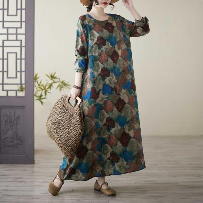 Rundhals Großes Langarmkleid