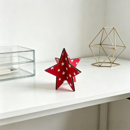 Enfeites de Estrelas de Madeira 3D Design Patriótico Estrelas e Listras Americanas Montagem Sem Ferramentas Enfeite para Decoração de Casa Escritório 4 de Julho