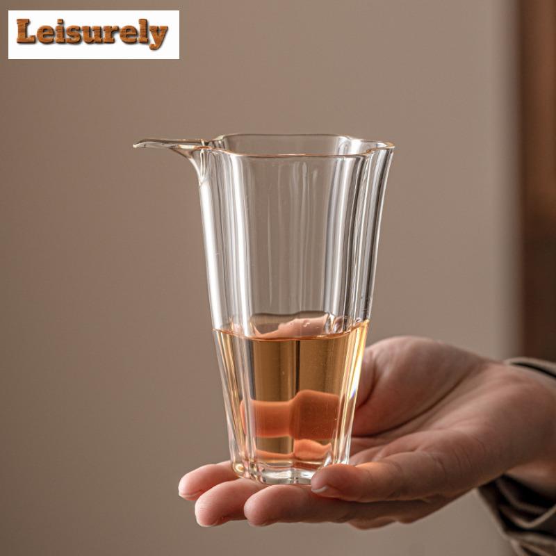 150ml High-end Flower Petal Glass Tea Pitcher Retro Heat-resistant Cha Hai Household Justice Cup Teaset Collection Accessories