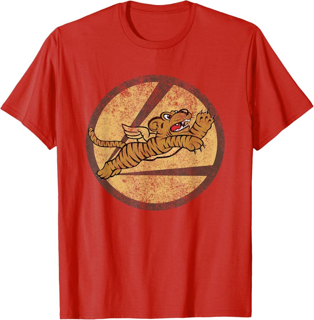 Vintage WW2 AVG Tigers Squadron Pilot Flying Patch TShirt 100 Cotton ONeck Short Sleeve Summer Casual Mens Tshirt Streetwear