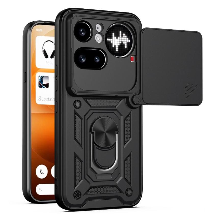 

Ударопрочный Чехол-держатель с кольцом и защитой камеры для Nothing Phone 4A Pro 3A Lite 3 Pro Phone4a Phone3a Защитные Чехлы Funda Nothing Phone (3a) чёрный