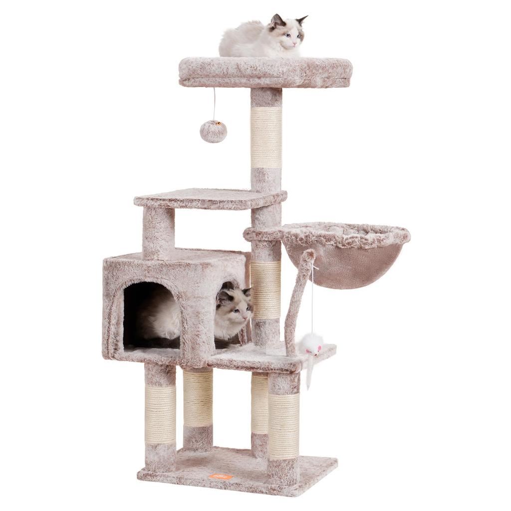 Heybly Mini Cat Perfect for Kittens and Small Ultra Space Easy to Cat Hemp Claw Sharpening Height Light Brown HCT004SMU Tower, Cats, Slim, Stationary,