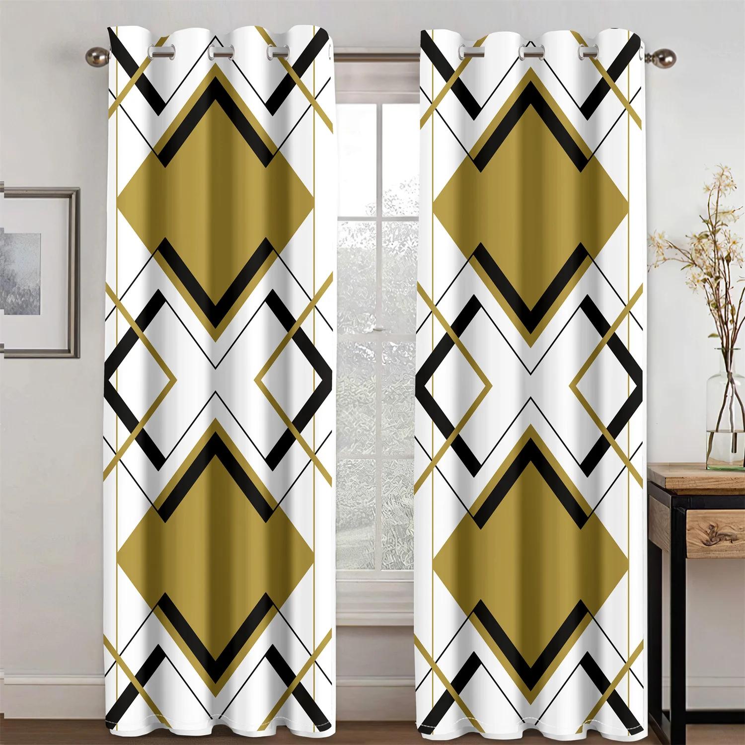 

Stylized Geometric Pattern with Modern Simplicity Light Filtering Drapes Window Curtains perfect for Main Room Bedroom 2 Pieces Decor 100W160H(CM)40x63in&Grommet Top