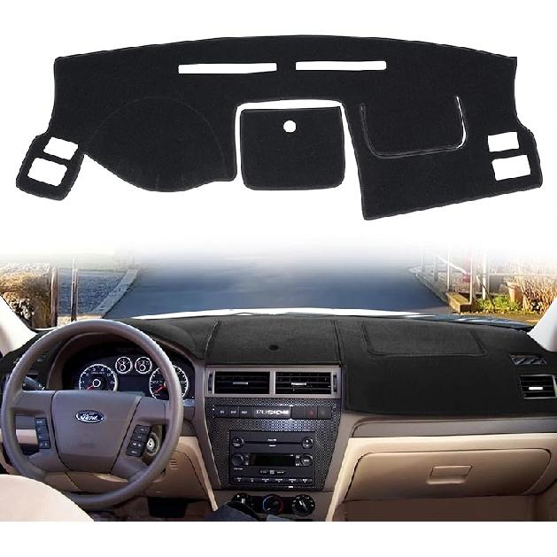 Dashboard Cover Dash Cover Mat Pad Carpet  Fit For Ford Fusion 2010 2011 2012 (Black)