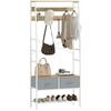 Garderoben-Schuhschrank mit Schuhregal Haken Schubladen Stange und Regal für Eingang Flur Wohnzimmer 80x30x180,5 cm Natur