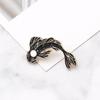 2pcs Stylish Breastpin Enamel Lapel Brooch Black and White Kois Fish Pins for Jackets Stylish Corsage Badge Jewelry