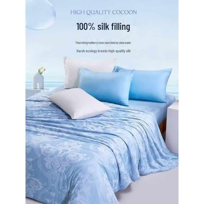 FUANNA Blue Antibacterial Silk Summer Quilt 152x210cm
