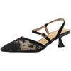 Netztasche Kopf Sandalen hohl Stiletto Sommer Damenschuhe neu hinten leer Stiletto Schuhe hohe Absätze spitze Sandalen