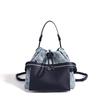 Backpack Denim Contrast Splicing Leather Backpack Commuter Large Capacity Portable