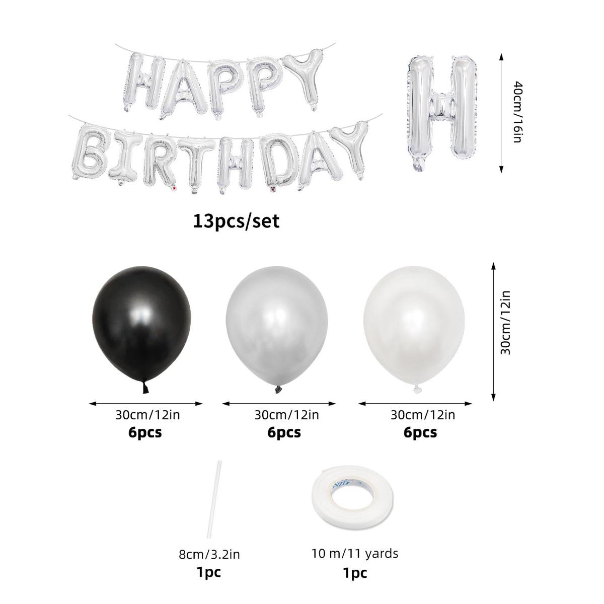 

Набор из 33 черных и белых серебряных воздушных шаров «С днем рождения», композиция для вечеринки «С днем рождения», украшение фона для семейной вечеринки, Other
