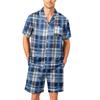 Men's Short Sleeve Pajama Set Button Down Shirt with Notched Collar and Matching Shorts Soft Lightweight Lounge Sleepwear S-XXXXL