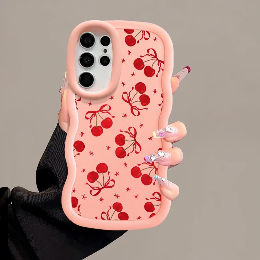 Case for Samsung Galaxy S22 Ultra S21 S23 Plus A25 S25 S24 A26 S20 FE Soft Phone Cover A36 A34 A24 A54 A35 A55 Red Lovely Cherry