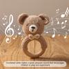 1Pc Crochet Animal Bear Rattle Toy Soother Bracelet Wooden Teether Ring Baby Product Mobile Pram Crib Wooden Toys Newborn Gifts