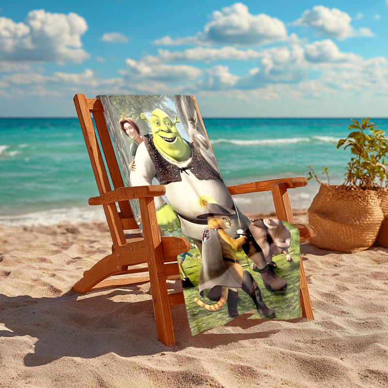1pc Shrek1 Beach Towel, Comfortable and Thick, and Swimming/Bath/Picnic/Camping Towel, Suitable for Seaside Beaches
