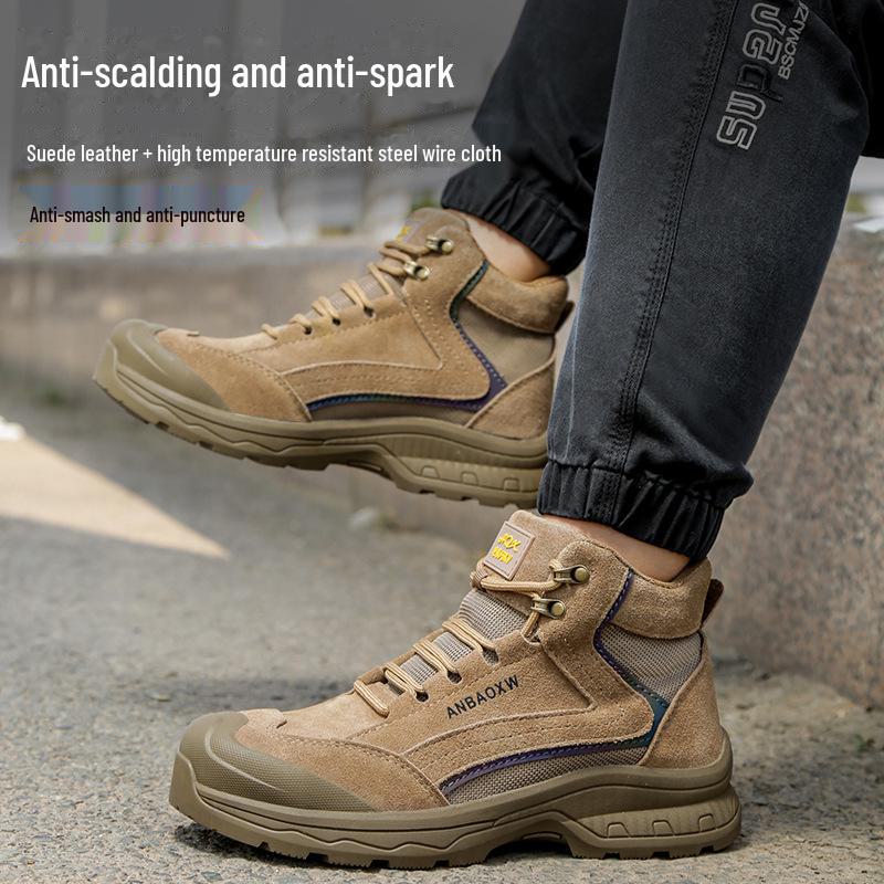 Men's Mid-Cut Winter Work Shoes - Steel Toe, Anti-Smash & Puncture Resistant, Non-Slip, Lightweight, Soft Sole, Plus Velvet.