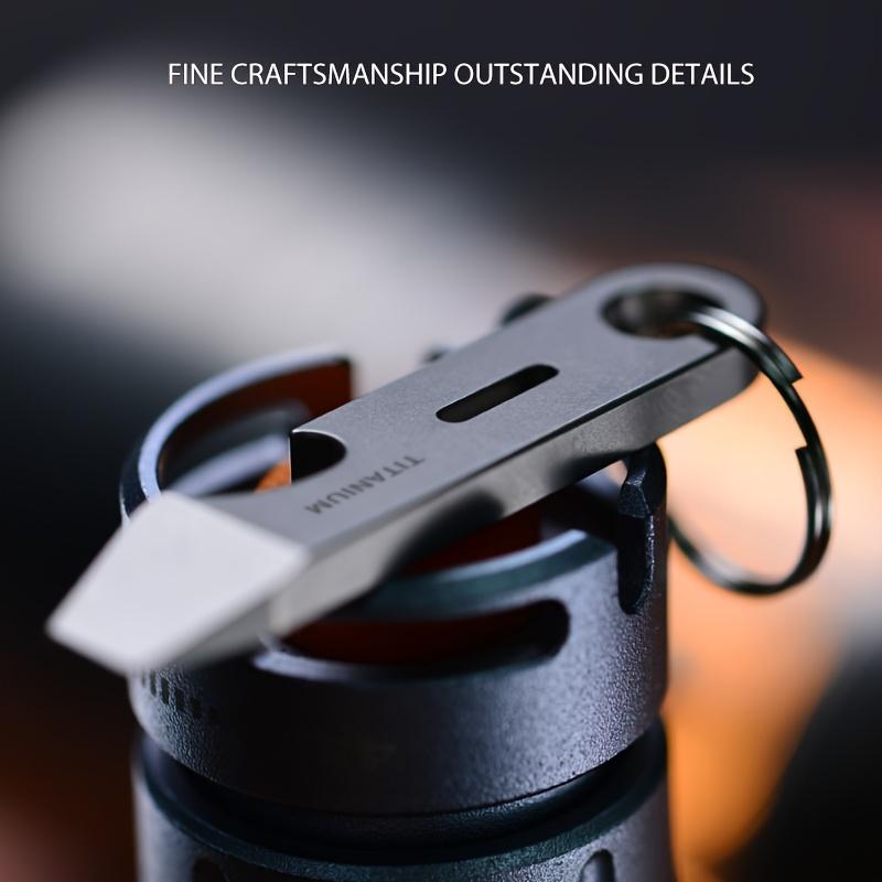 1 Titanium Alloy Keychain Pendant - Multi-Functional EDC Tool with Bottle & Box Opener, Durable Metal Key Ring for Car Keys