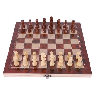 Developing Strategic Thinking 3 In 1 Chess Chekers Backgammon No Toxic 29x29cm Large Chessboard Chess Wooden Set for Boys Girls