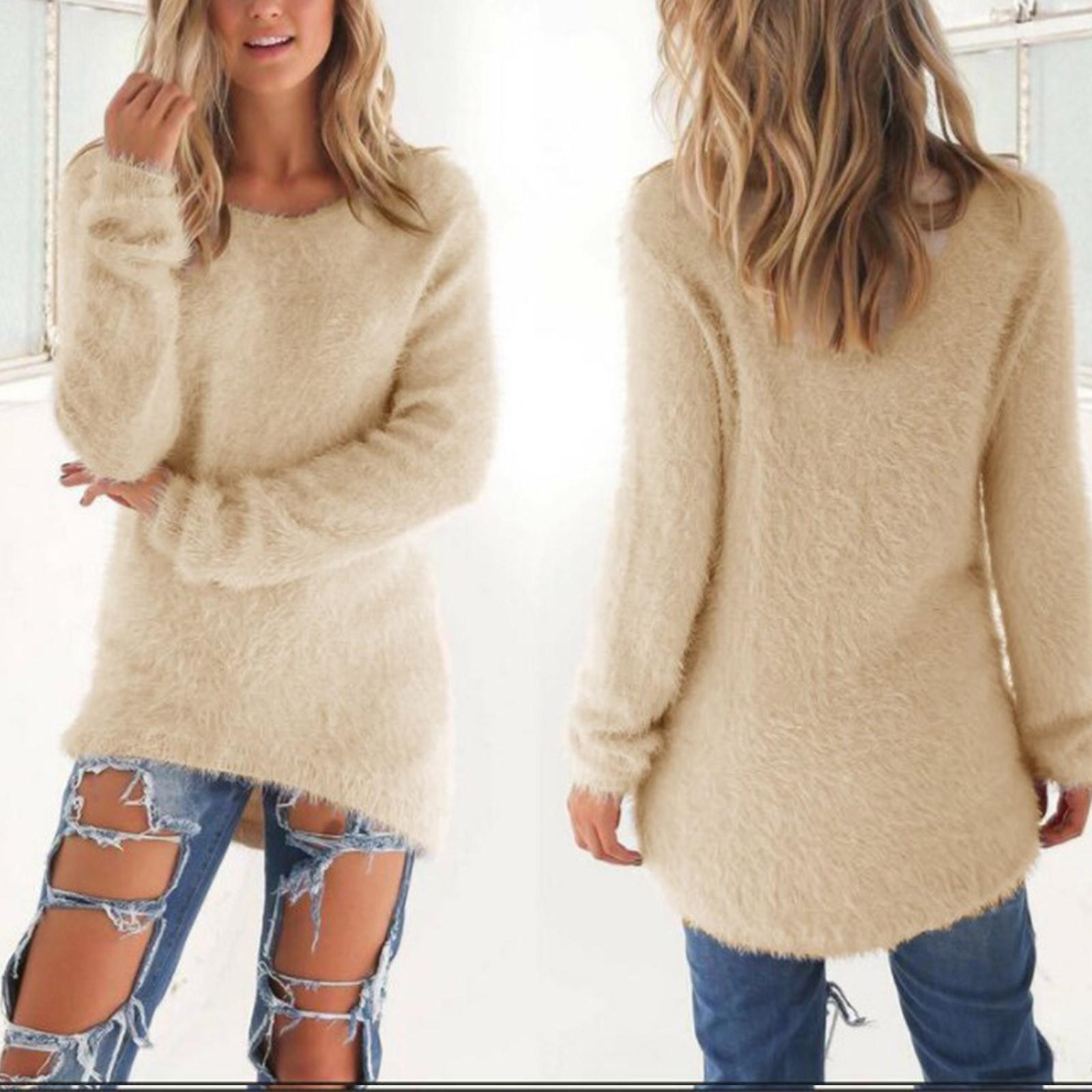

Женские теплые зимние однотонные пуловеры на молнии на четверть, свитер, плюшевый топ XXL