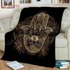 Bule Evil Eye Blanket Hamsa Hand Psychedelic Blanket for Travel Bedding Chair Adult Lightweight Bohemian Style Blanket Tapestry