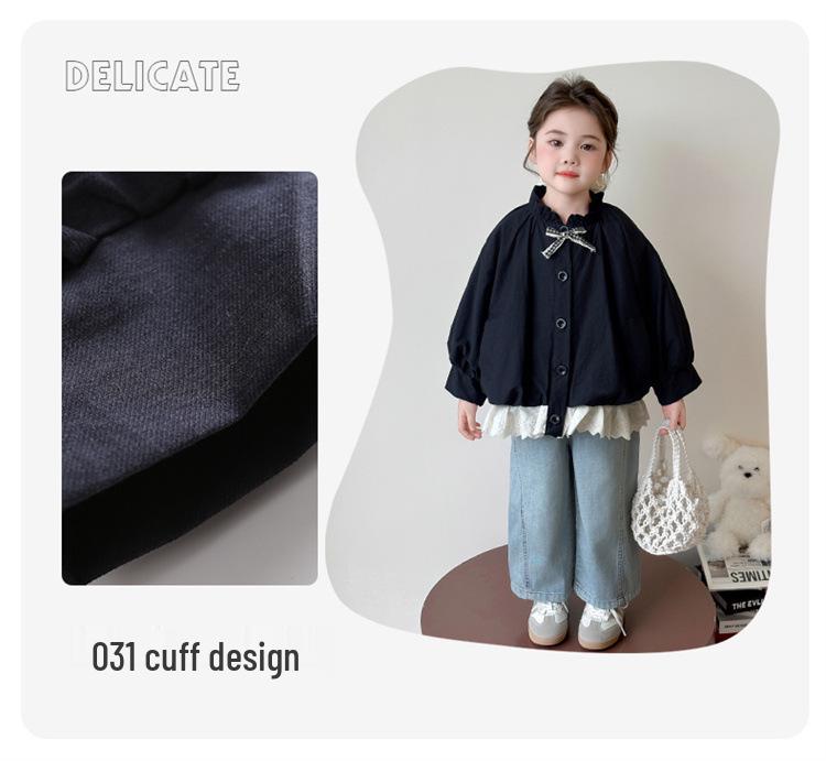 Girls' Korean Style Jacket with Bow - 2025 Spring/Autumn Lightweight Fashion Top