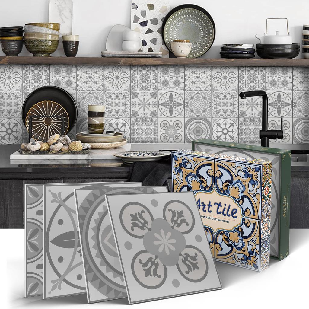 Mandala European Style Tile Self-Adhesive Wall Sticker, Bedroom Kitchen Waterproof And Oil-Proof Wallpaper Pet Wallpaper Tile Sticker