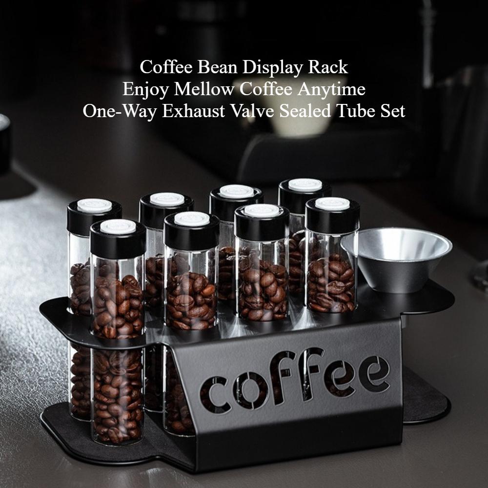 Coffee Bean Sealed Jar Display Rack Transparent Storage Tube with One-way Exhaust Valve Airtight Aroma Jar for Coffee Storage KFS-fc98