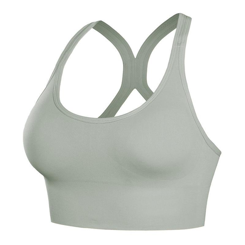 Seamless Breathable Sports Bra Back Closure Cross Back Push Up For Yoga Running