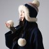 Korean Version Hat Winter Women'S Cute Hairball Knitted Hat Big Head Circumference Autumn Windproof Headgear Ear Protection Warm Hat