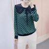 Frühling Neu Hanpai Damenmode Karomuster Lässig Puppenkragen Langarm Pullover Pullover Unterhemd Top