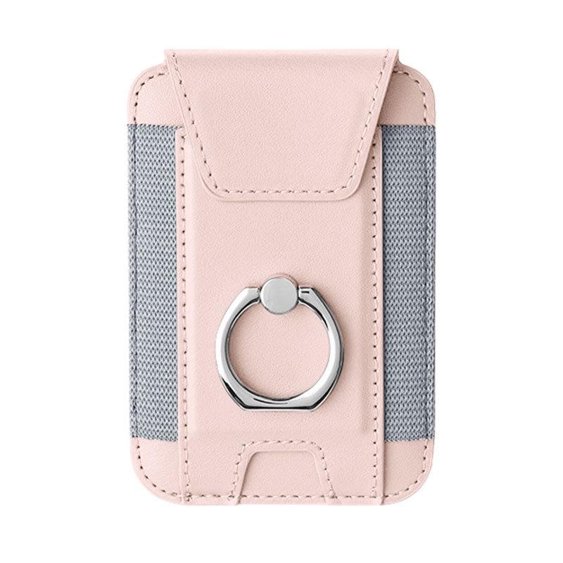 Magnetic Card Holder with Finger Ring & Elastic Band for iPhone 12/13/14/15 Magsafe