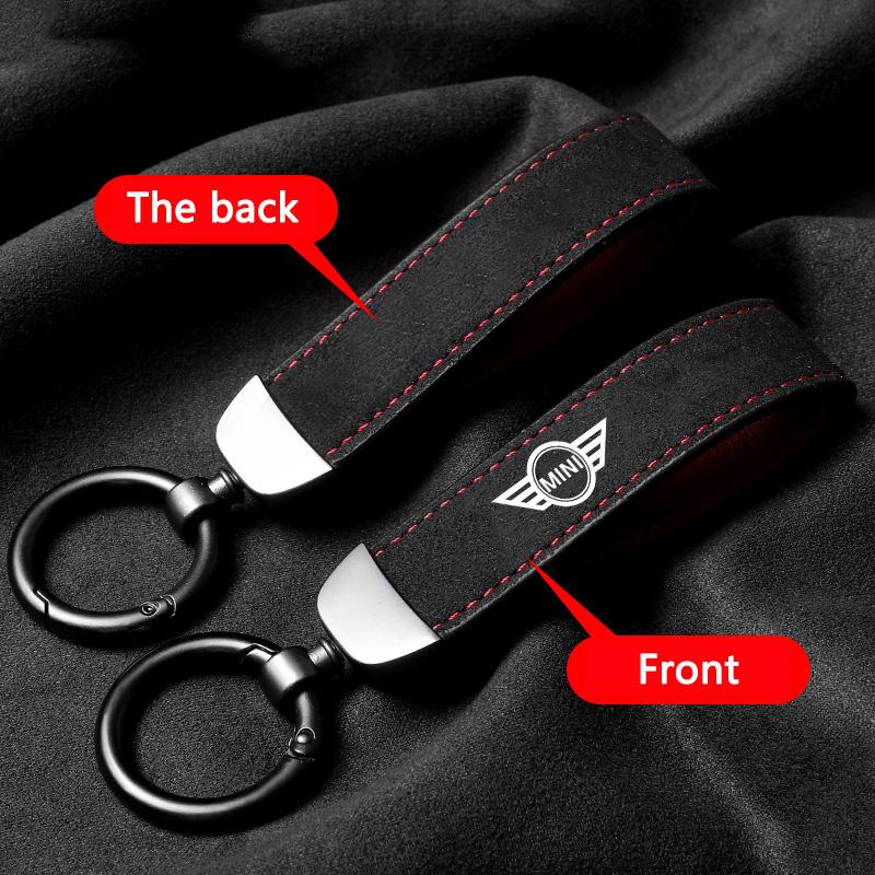 

For BMW mini cooper cooper r56 fridge Cooper JCW R55 F56 R57 R58 R59 R60 R61 Car Suede Keychain Zinc Alloy Key Ring Accessories
