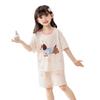 Cotton Short Sleeve Pajama Set Girls Cartoon Print Loose Sleepwear Home Outfit 2025