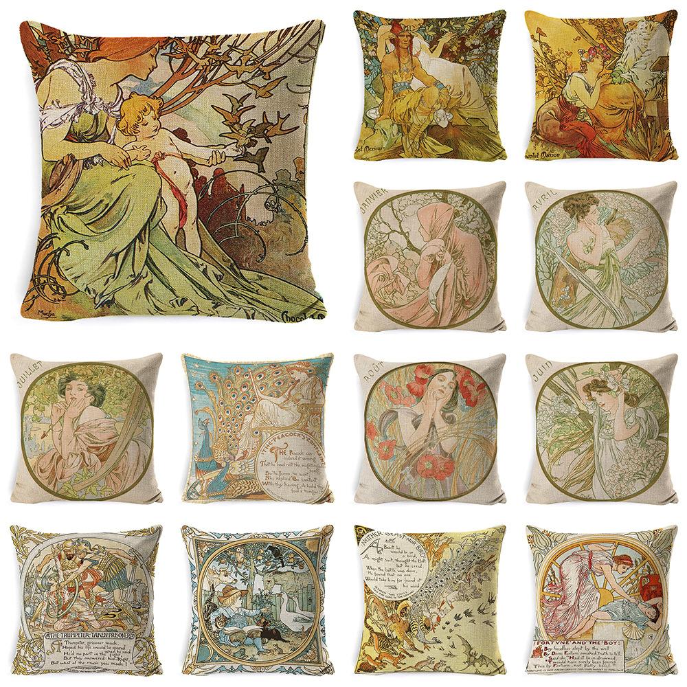 Pillow Ancient Greek Mythology Waist Support Office Sofa Cushion Home Bed Cushion Bedside Backrest