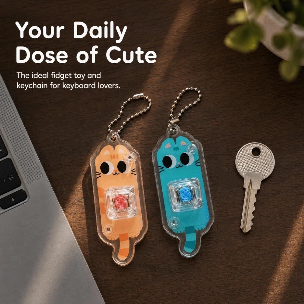 Portable Keychain Fidget Toy Tactile Button Toy Keychain Mechanical Keyboard Keychain  Office Use