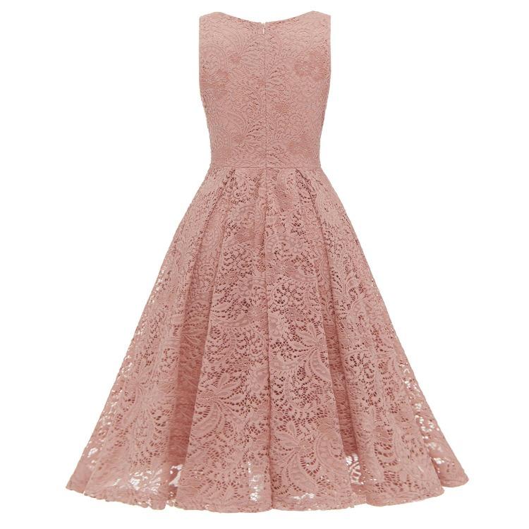 Elegant Vintage Lace Dress for Women V Neck Ruched Bust Cinched Waist Milkmaid Prom Skater Midi Cocktail Evening Party Formal Special Occasion Outfits