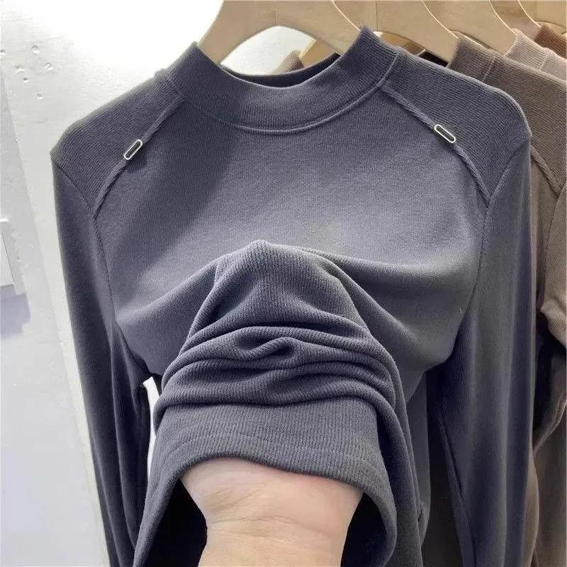 Dámské topy Dlouhý rukáv Zimní Oversize Fleece Zesílené Ležérní Bavlněná košile Volná halenka Pulovry