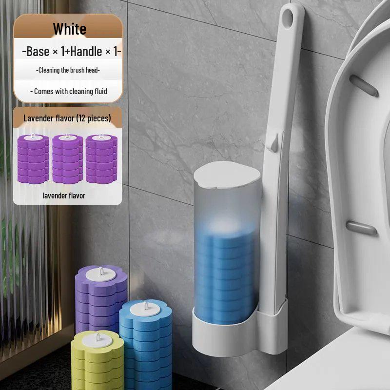 Wall-Mounted Disposable Toilet Brush Set with Replacement Head - No Dead Angle Design for Household Bathroom Cleaning