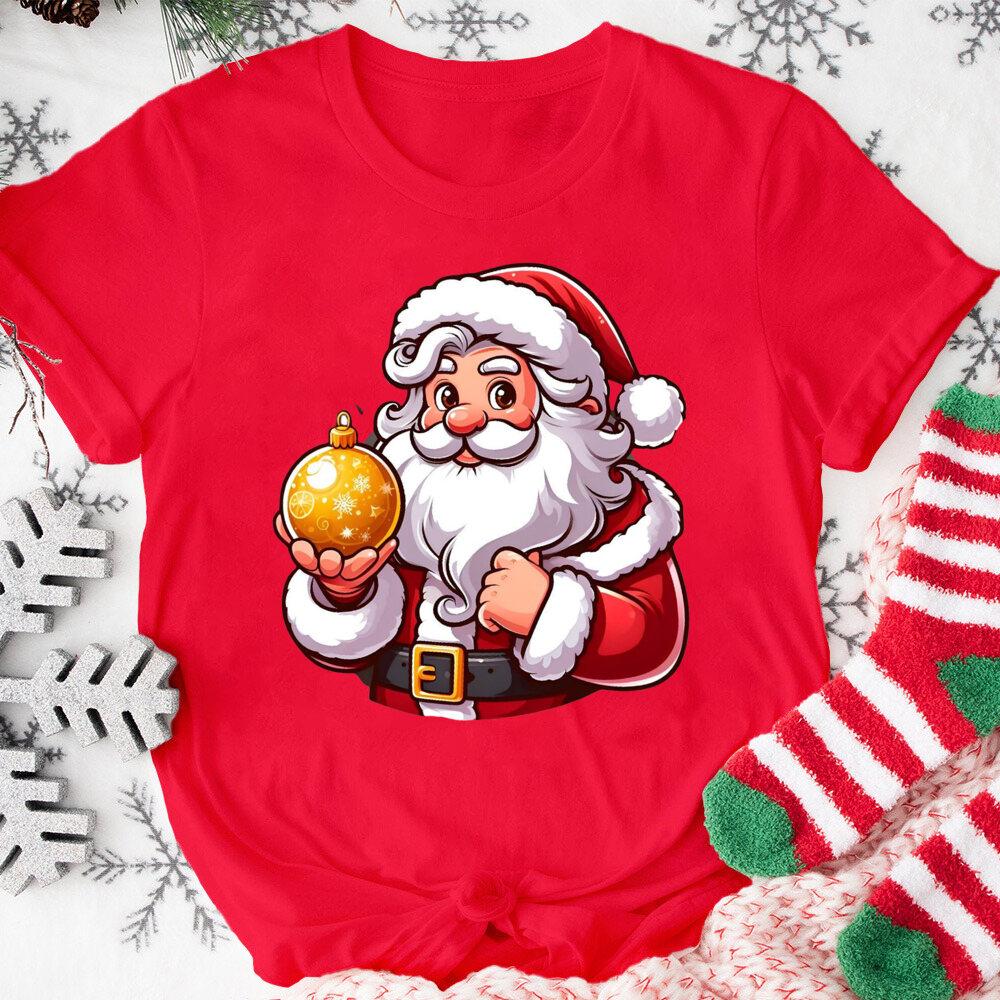 Merry Christmas Santa Claus Shirt Cute Christmas Tshirt Unisexs Xmas Short Sleeve Shirts Holiday Clothes