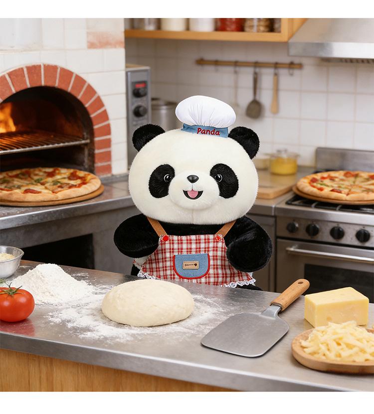 Cute Chef Panda Plush Toy with Apron - Children's Comfort Doll & Birthday Gift