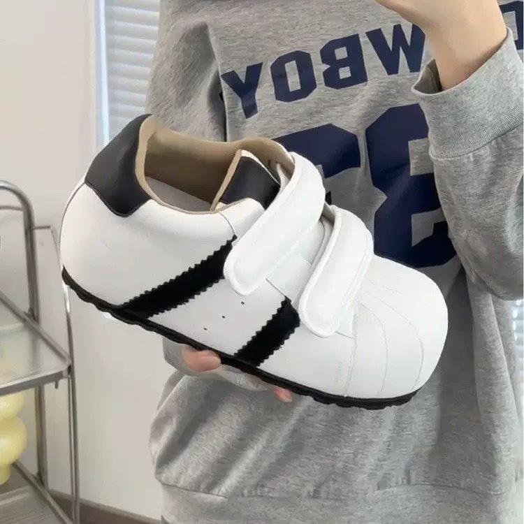 Velcro ugly cute shell head German training bread shoes women's new versatile inner height increase casual sports small board shoes