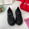 Fashion versatile black retro thick-soled shallow mouth small leather shoes single shoes women's summer 2025 new height-increasing Mary Jane shoes