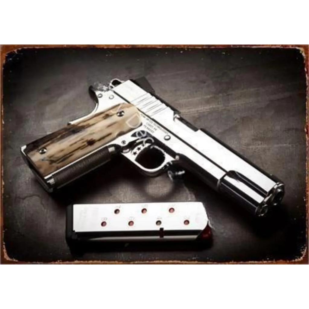 Vintage NEW Pistol HD Tin Painting Metal Sign Poster Home Living Room Bar Club Party Man Cave Art Wall Decorativ Iron Painting
