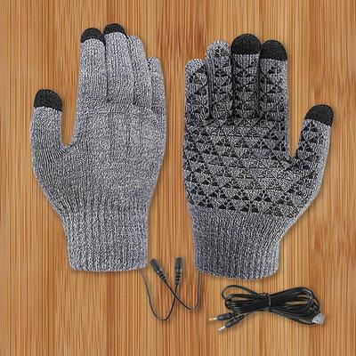 USB-beheizte Strickhandschuhe Touchscreen-Handschuhe Rutschfeste Thermostrick-Fäustlinge Verdickte Winter-Fahrradhandschuhe für Outdoor-Sportarten