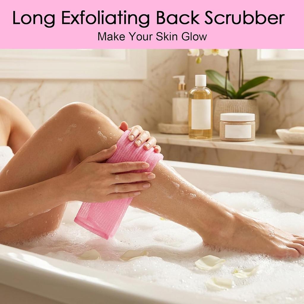 Peeling-Waschlappen Körperbürste Bade-Tuch Haut-Bade-Waschhandtuch für Dusche Japanischer Nylon-Waschlappen Luffa-Schwamm Netz-Lappen Rücken-Schrubber für Frauen