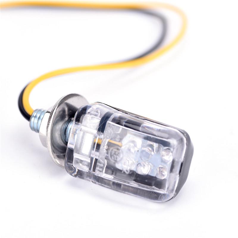 2X 6Led Motorcycle Mini Amber Turn Signal Lights Blinker Indicator Black 12V New